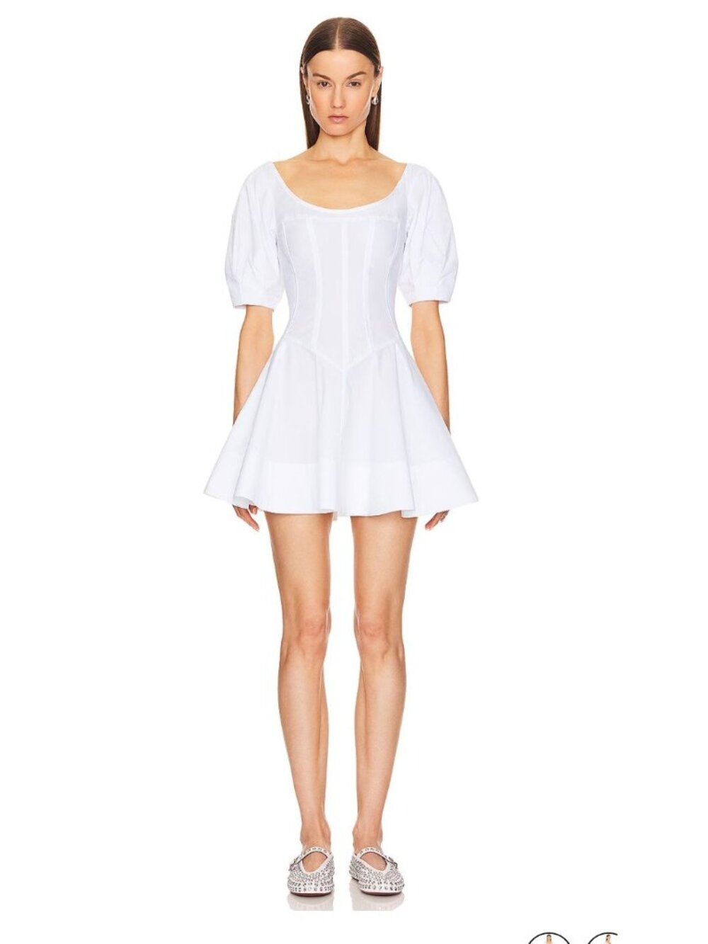 Helsa White Poplin Sculptural Mini Dress NWT - Size S